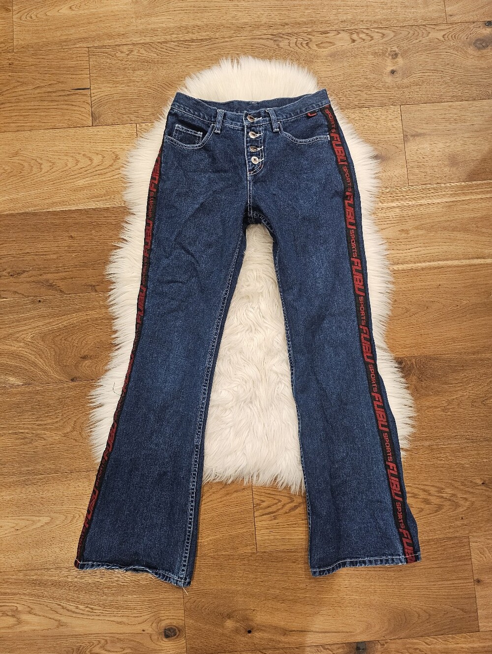 Vintage Fubu Mid Rise Striped Jeans